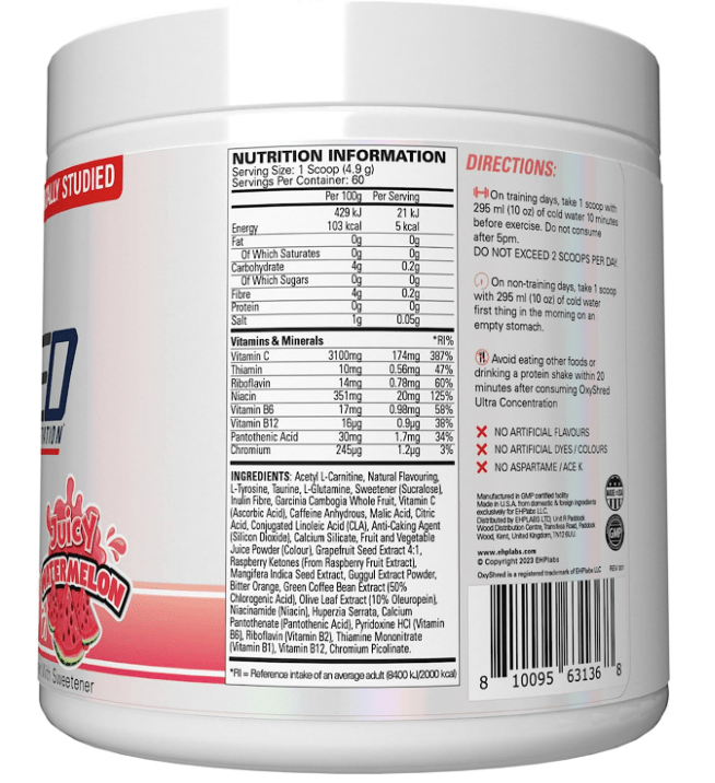 EHP Labs Oxyshred Thermogenic Fat Burner (60 Servings)